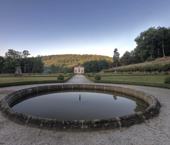 Uitzicht op het tuinpaviljoen op kasteel Weilerbach, © Naturpark Südeifel, C. Schleder Uitzicht op het tuinpaviljoen op kasteel Weilerbach, © Naturpark Südeifel, C. Schleder