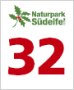 Logo du parc naturel Südeifel avec le chiffre rouge 32 en dessous. Logo du parc naturel Südeifel avec le chiffre rouge 32 en dessous.