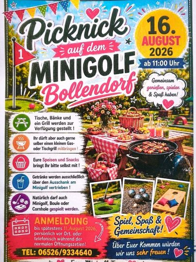 Un pique-nique convivial organisé à Bollendorf, avec des tables et des sièges en plein air. Les visiteurs pourront y déguster des en-cas et des boissons et passer une agréable journée.