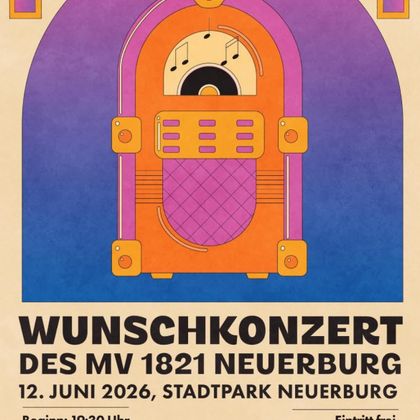 A poster for the annual concert of the music club Neuerauburg, taking place on November 23, 2024, in the town hall. The title of the concert is "On the High Seas" and admission is free.