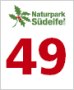 Logo du parc naturel S&uuml;deifel avec le chiffre 49 en rouge sur fond blanc.