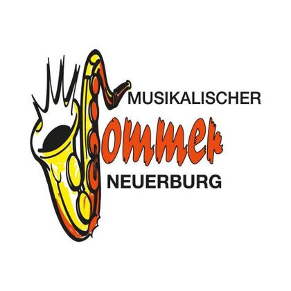 Ein farbenfrohes Logo für "Musikalischer Sommer" in Neuenburg. Es zeigt ein Saxophon und hebt die musikalische Atmosphäre der Veranstaltung hervor.