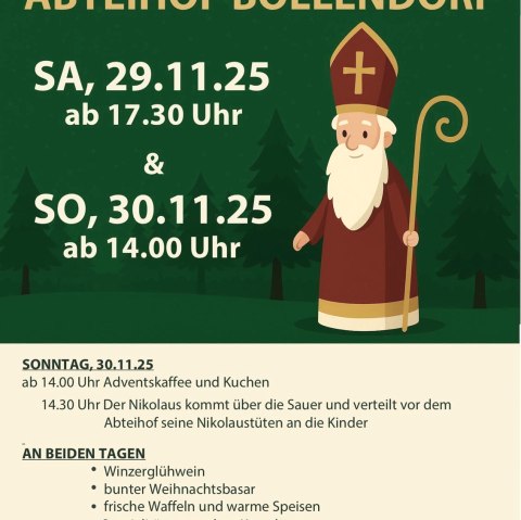 Nikolausmarkt im Abteihof, © facebook/Aktiv für Bollendorf