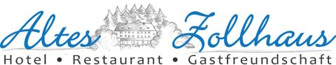 Ein Logo des Alten Zollhauses, das ein Hotel und Restaurant repräsentiert. Es zeigt eine stilisierte Darstellung des Gebäudes und betont Gastfreundschaft.