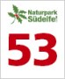 Logo des Naturparks Südeifel mit roter Zahl 53 und grünem Blattmotiv.