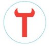 Rotes, stilisiertes T-Symbol in einem blauen Kreis, das als Markierungszeichen für den großen Rundweg Teufelsschlucht dient., © Felsenland Südeifel Tourismus GmbH