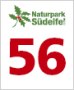 Logo des Naturparks Südeifel mit einem grünen Blatt und der Zahl 56 in Rot.
