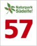 Logo des Naturparks S&uuml;deifel mit roter Zahl 57 und gr&uuml;nem Blattmotiv.